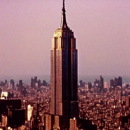 Image similar to sahara sand destroying empire state building, in american psycho ( 1 9 9 9 )