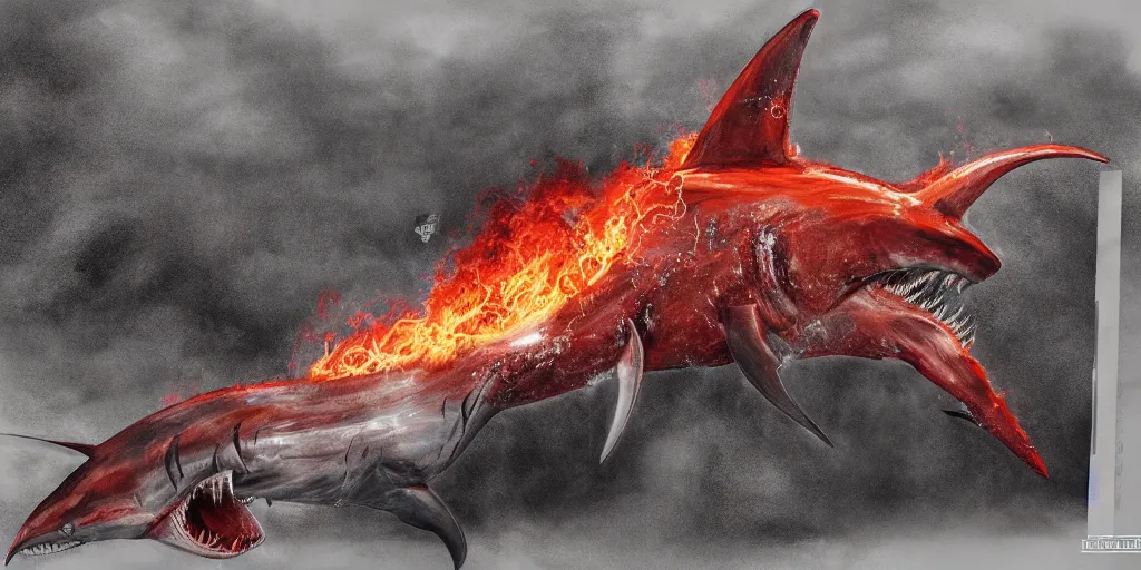 Image similar to flaming sharknado, highly detailed, realistic, trending on art station