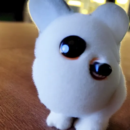 Prompt: a photograph of a corgi furby toy, very cute, soft lighting