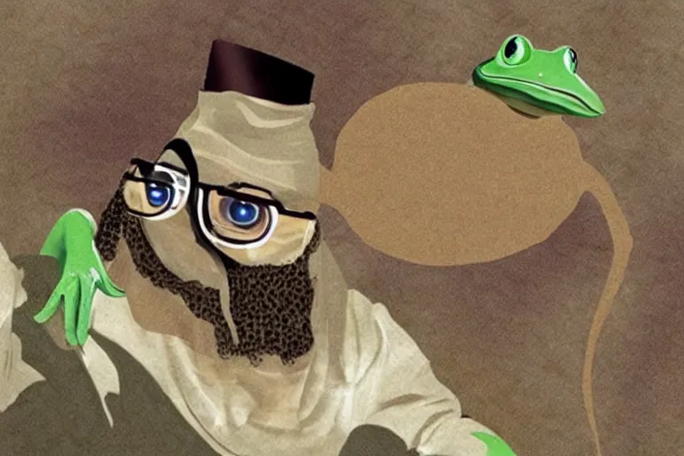 Image similar to Osama bin laden as a frog