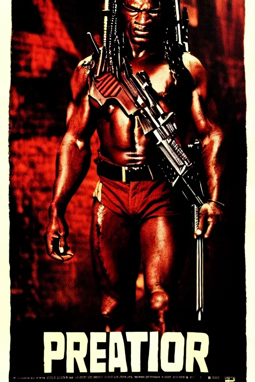 Prompt: predator movie poster by andy warhol