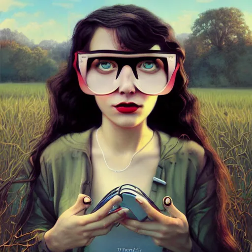 Image similar to Lofi portrait in a field, Pixar style by Tristan Eaton and Stanley Artgerm and Tom Bagshaw and Tim Burton