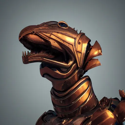 Image similar to a highly detailed close-up bust, of a beautiful cute anthropomorphic robot female dragon, with smooth and streamlined mechanical armor, standing and posing elegantly in front of the camera, well detailed head with two soft LED eyes, sharp teeth, two arms, artstation, DeviantArt, professional, octane render, sunset lighting