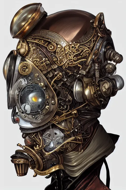 Image similar to steampunk helmet fantasy art mask robot ninja stylized digital illustration sharp focus, elegant intricate digital painting artstation concept art global illumination ray tracing advanced technology chaykin howard and campionpascale and cooke darwyn and davis jack