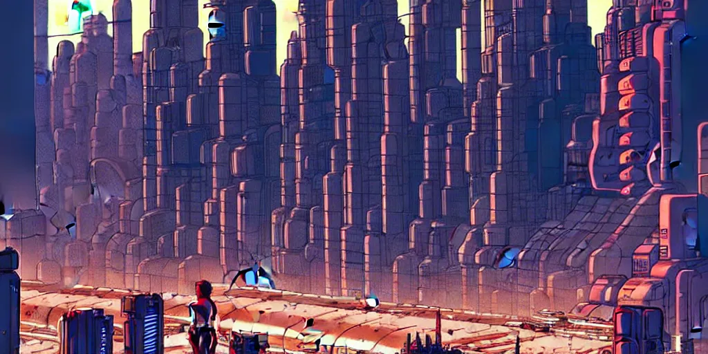 Image similar to mechanical futuristic city in the style of Akira!