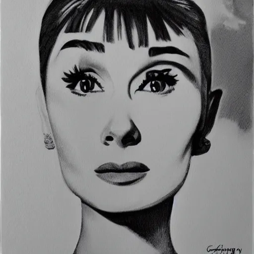 Image similar to audrey hepburn art by giulio campagnola