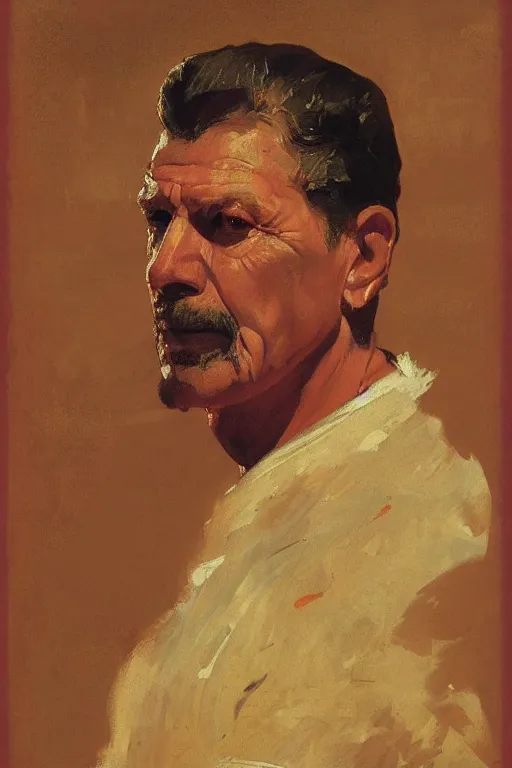 Image similar to hero portrait of a vince mcmahon in old egypt. masterpiece, dramatic light and shadow, saturated colors, ciaroscuro. painted by anders zorn