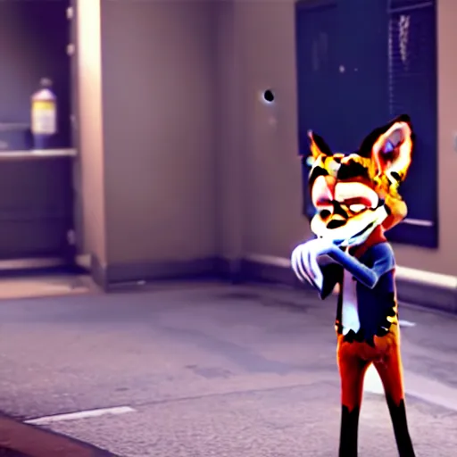 Prompt: Screenshot from Payday 2 featuring Nick Wilde (from Zootopia)