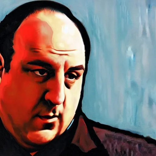 Prompt: Tony Soprano in the style of Henry Tanner