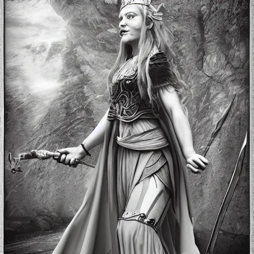 Image similar to the norse goddess freyja, but in the modern age, as photography