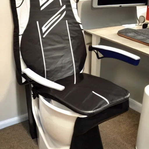 Image similar to gaming chair with a toilet