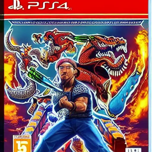 Prompt: video game box art of a ps 4 game called double dragon 5 0 0 0, 4 k, highly detailed cover art.