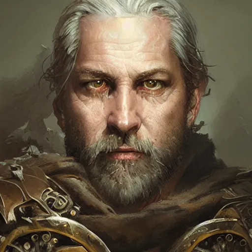 Prompt: Portrait of old Knight with big mutton chops, detailed face, fantasy, highly detailed, cinematic lighting, digital art painting by greg rutkowski