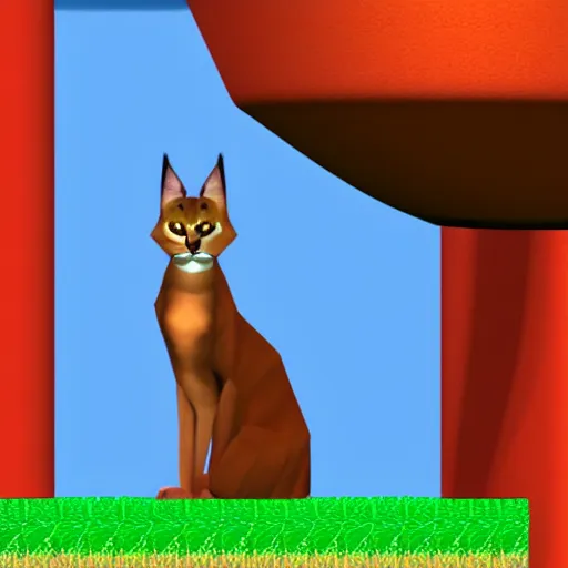 Prompt: caracal in mario 6 4