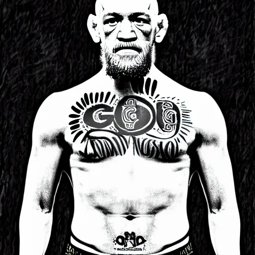 Image similar to conor mcgregor as mahatma gandhi, hindi art, digital art