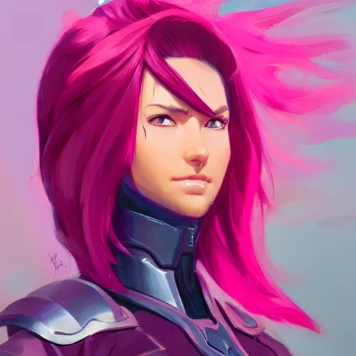 Image similar to female paladin with bright pink mohawk, portrait, behance hd artstation by jesper ejsing by rhads, makoto shinkai and lois van baarle, ilya kuvshinov, ossdraws