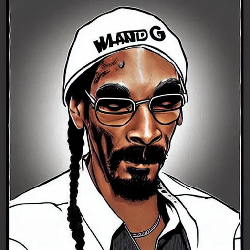 Prompt: snoop dogg drawn in walking dead art style comic