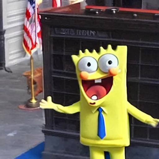 Image similar to trump in a spongebob suit