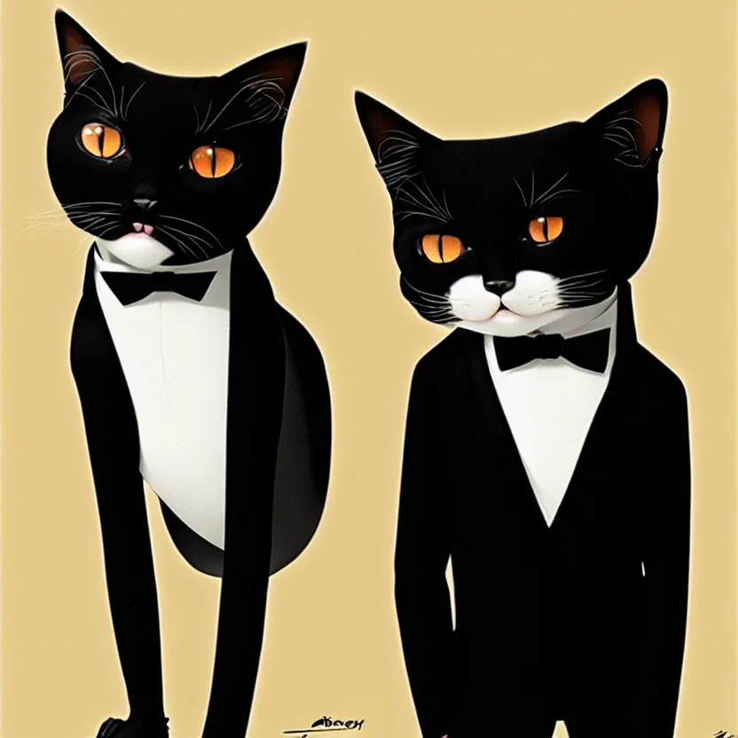 slim cruel business humanoid ginger cat in tuxedo with | Stable ...