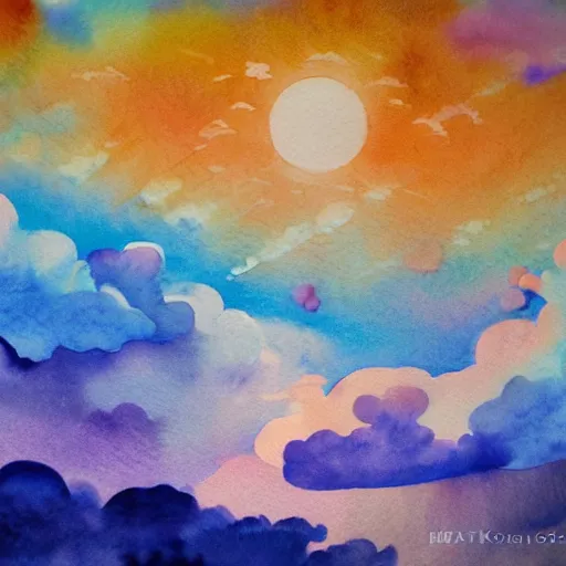 Image similar to Happy sky in Okinawa, watercolor, surreal, high quality, sharp focus, 8k, trending on Artstation, surreal