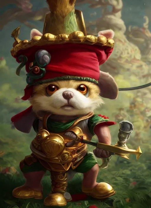 Image similar to teemo from league of legends, as king louis xv, hyper detailed, digital art, trending in artstation, cinematic lighting, studio quality, smooth render, unreal engine 5 rendered, octane rendered, art style by klimt and nixeu and ian sprigger and wlop and krenz cushart