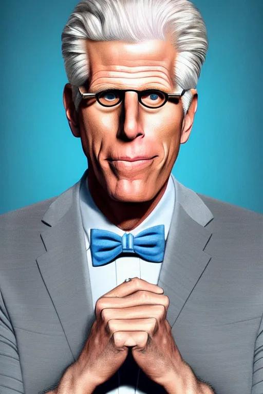 Image similar to a painting of ted danson in the good place, art by robin eley