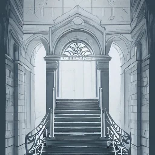 Image similar to a white maze of doorways and stairs, empty, artstation, epic composition