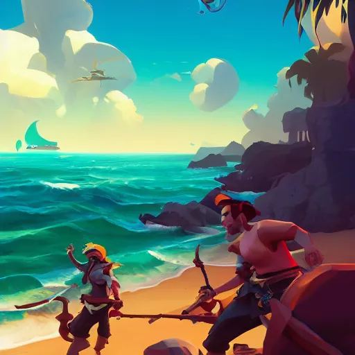 Image similar to painting treasure on sea of thieves game smooth median photoshop filter cutout vector, behance hd by jesper ejsing, by rhads, makoto shinkai and lois van baarle, ilya kuvshinov, rossdraws global illumination