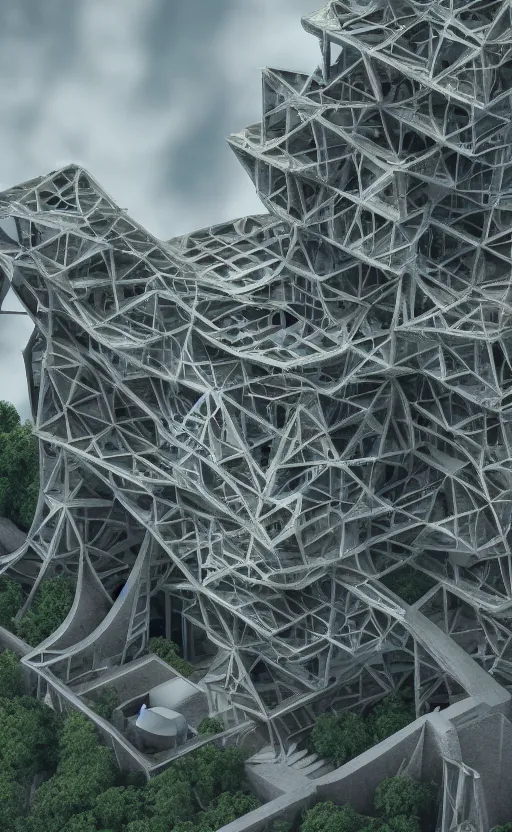 Image similar to giant modern smart futuristic lovecraftian building architecture, mc escher, transversal section, 8 k, ultra detailed, octane render, realistic