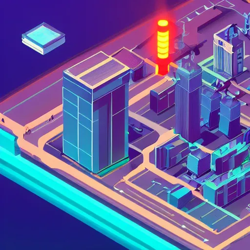 Image similar to Isometric game, 4k, dramatic lighting, unreal engine, fake city for nuclear tests, bright colors