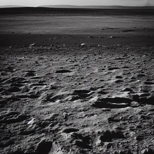 Image similar to “ lunar landscape, earth in distance photograph in high quality black and white lens 2 8 mm looking to horizon ”