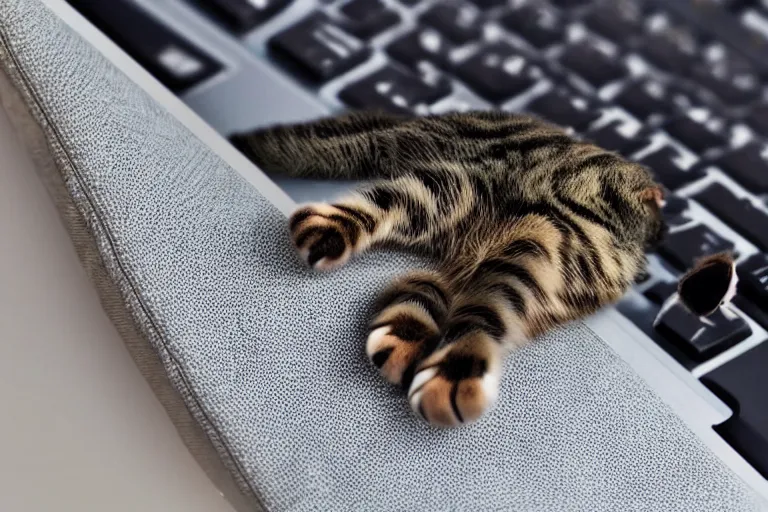 Image similar to a cat's paw stretching out to touch the keyboard from a laptop screen