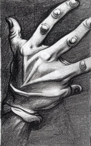 Image similar to drawing hand by leonard da vinci