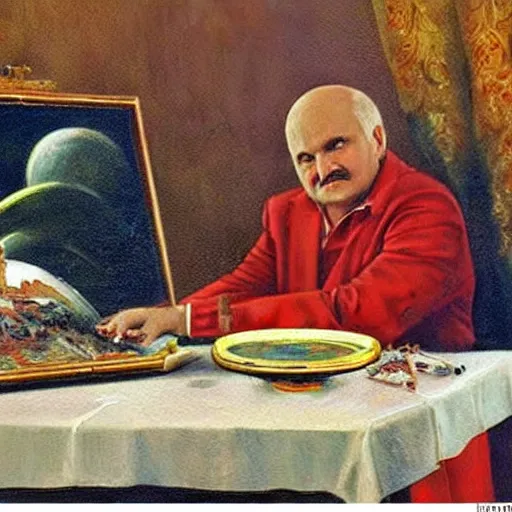 Image similar to lukashenko in the painting'saturn devouring his son'