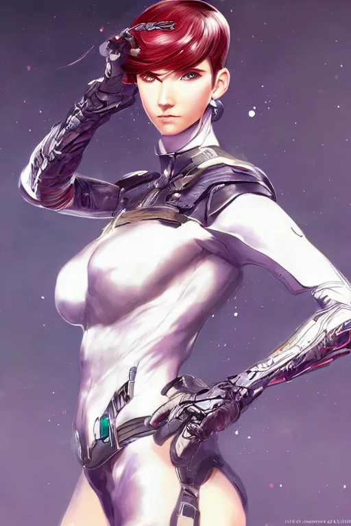 Prompt: female space warrior wrapped in silk, 3d, sci-fi fantasy, intricate, elegant, highly detailed, lifelike, photorealistic, digital painting, artstation, concept art, sharp focus, art in the style of Shigenori Soejima