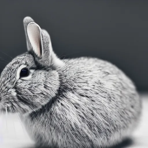 Image similar to a shallow depth of field, soft light, portrait of a grey rabbit