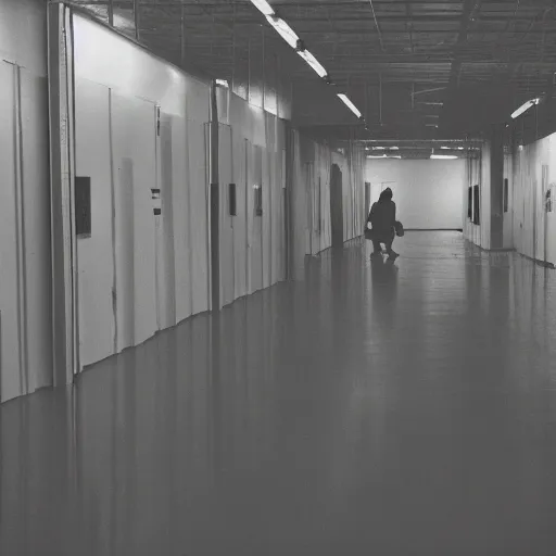 Image similar to ghosts inside an endless ikea, backrooms, liminal space, detailed, realistic, photograph, 3 5 mm, scp