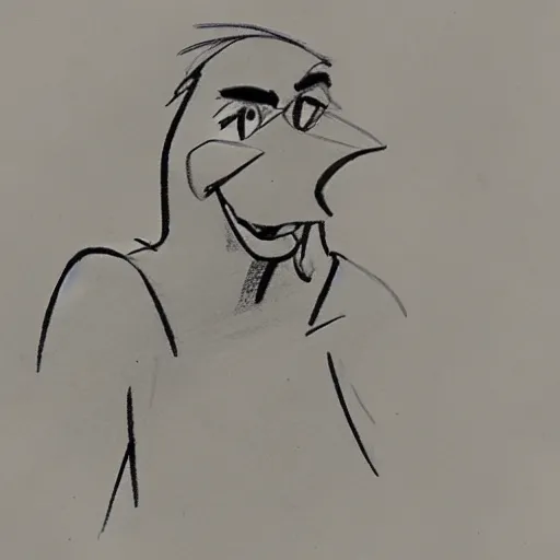 Image similar to milt kahl sketch of a beta male cuck