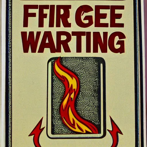 Image similar to vintage 1 9 7 0 s fire warning label