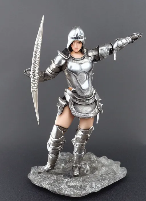 Image similar to 80mm, resin detailed model figure of a female wearing a silver seashell armor