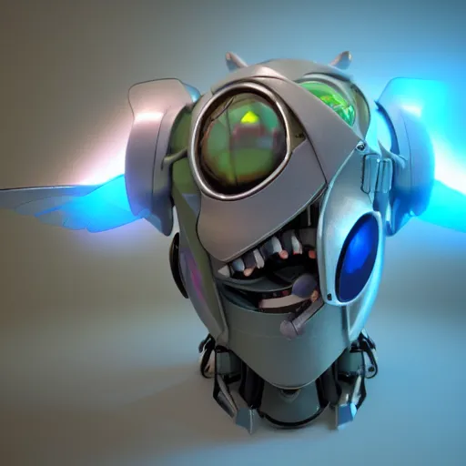 Image similar to 3d render of evil fly robot head, by Kezie Demessance, Ha Gyung, Hasui Kawase, vivid color, volumetric lighting, corona render