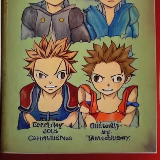 Image similar to hand drawn and colored vintage childrens fairy tail book portrait of boys