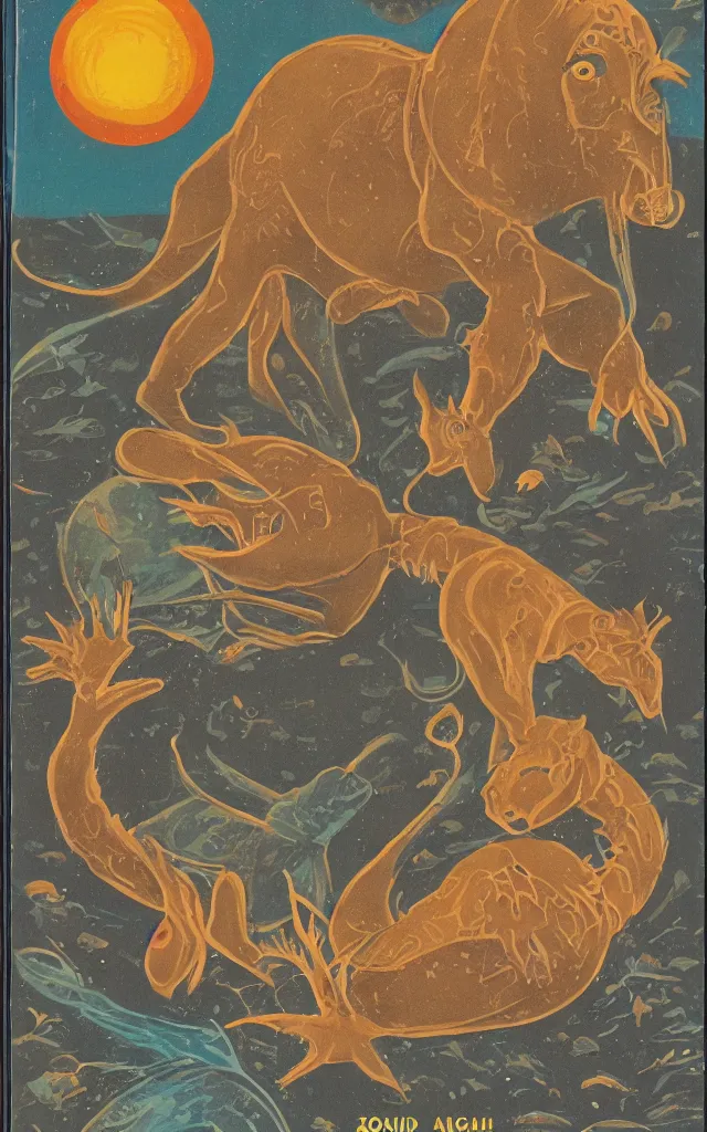 Image similar to sand art zoological ( 1 9 5 6 ) | book cover artwork