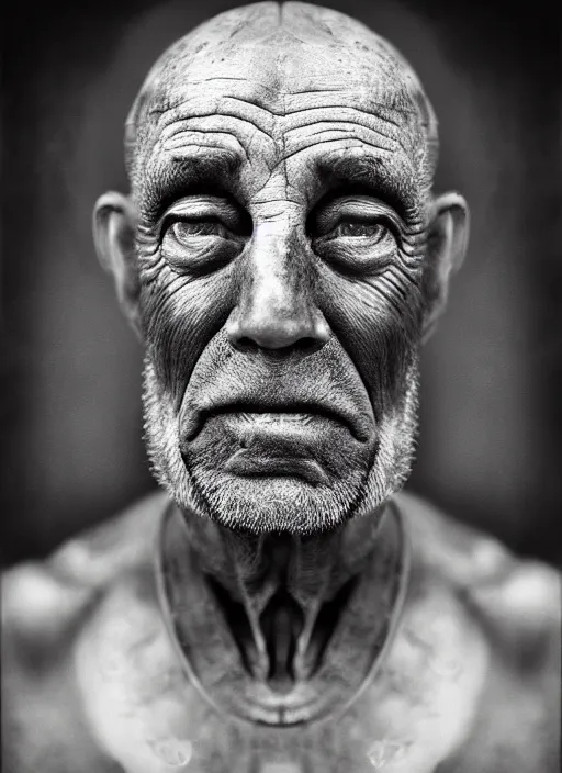 Image similar to handsome anthropomorphic mangle by lee jeffries, gelatin silver process