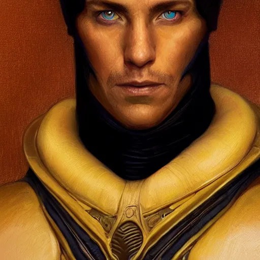 Prompt: paul atreides from dune, closeup portrait art by donato giancola and greg rutkowski, realistic face, digital art, trending on artstation, symmetry!!