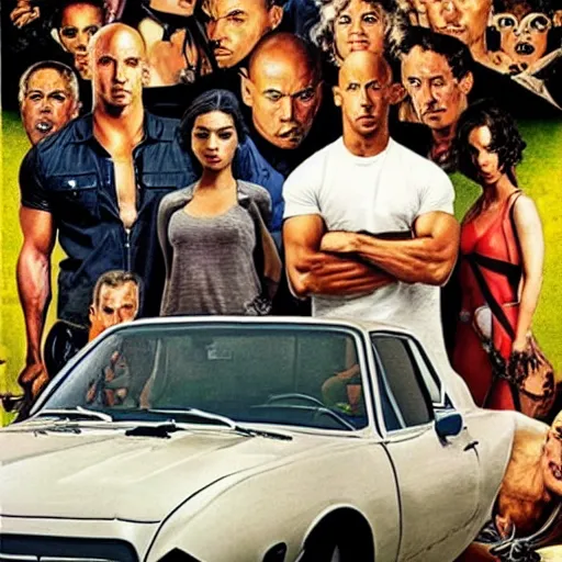 Prompt: the fast and furious cast as a Norman Rockwell painting-n 9