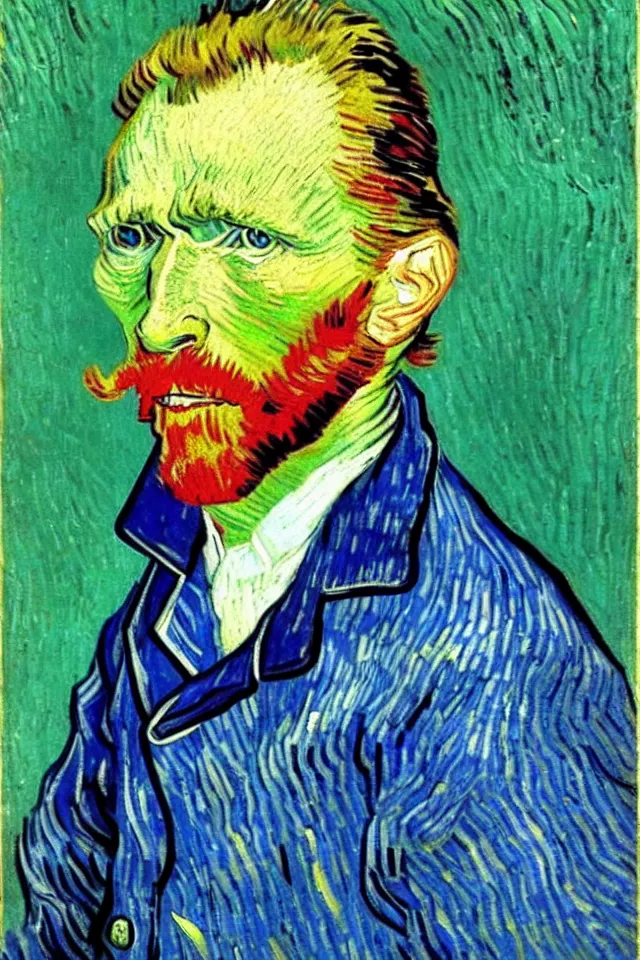 Prompt: winking self - portrait of van gogh, wink, wink and smile, one eye closed