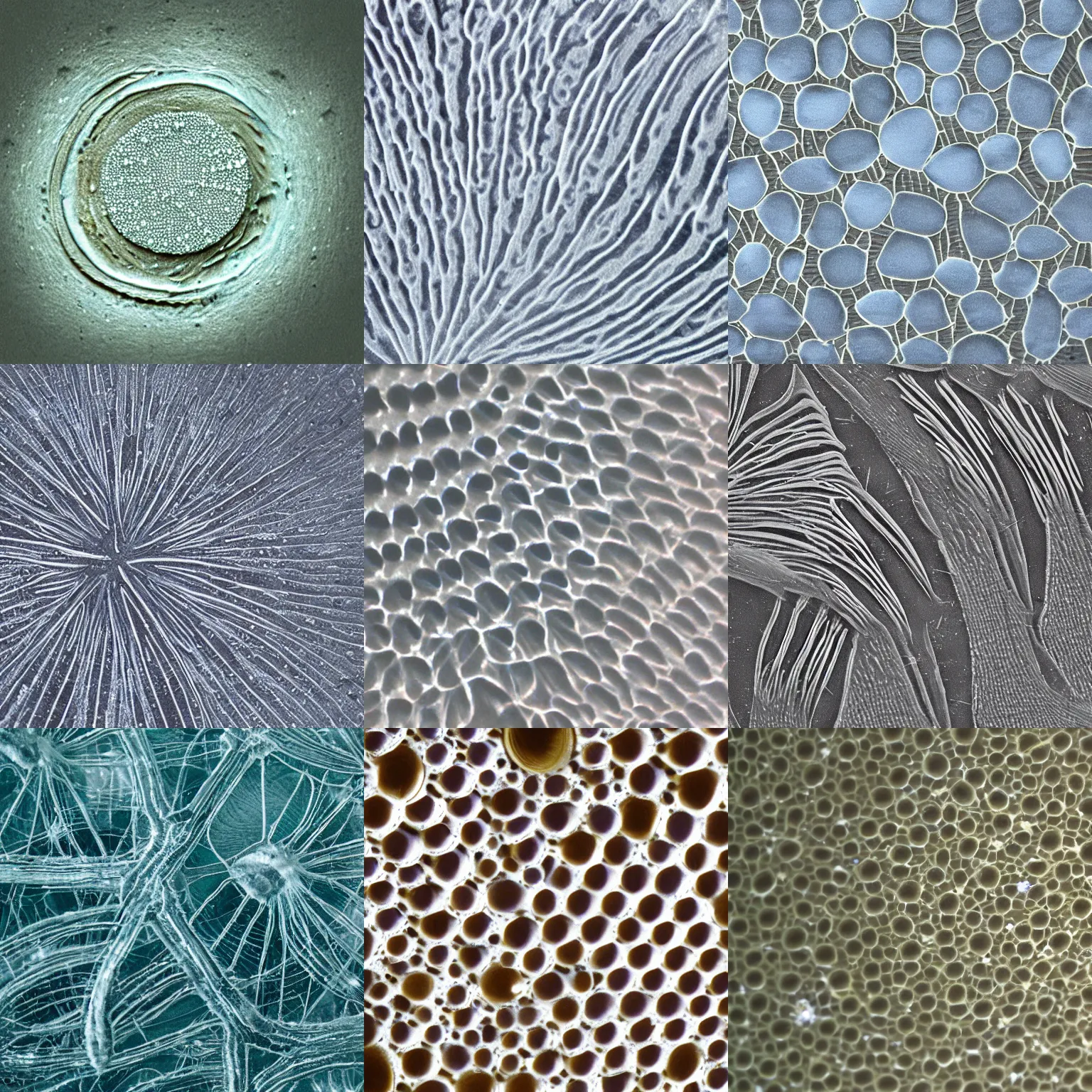 Prompt: diatoms assembly close up microscopic imagery