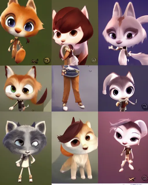 Prompt: female furry mini cute style, highly detailed, rendered, ray - tracing, cgi animated, 3 d demo reel avatar, style of maple story and zootopia, maple story jackal girl, jackal from league of legends chibi, soft shade, soft lighting