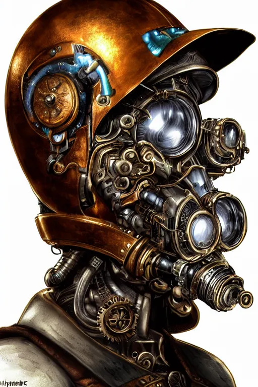 Image similar to steampunk helmet fantasy art mask robot ninja stylized digital illustration sharp focus, elegant intricate digital painting artstation concept art global illumination ray tracing advanced technology chaykin howard and campionpascale and cooke darwyn and davis jack